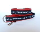 Halsband-Leinen-Set Obedience schwarz-rot