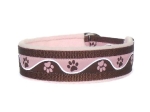 Pfötchen braun-rosa - Zugstopp - Breite ca. 5,5 cm incl. Fleece-Unterfütterung