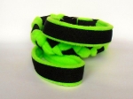 Agility-Zergelleine schwarz-neongrün - Leinenteil aus hochwertigem Fleece (neongrün) und Gurtband (schwarz) geflochten
