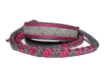 Halsband-Leinen-Set Spitzenwerk anthrazit-hellgrau mit teilgeflochtener Hollandleine in anthrazit-fuchsia
