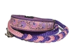 Halsband-Leinen-Set Asia mit teilgeflochtener Hollandleine in lila-rosa