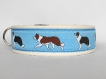 Border Collie blau - Breite ca. 3,2 cm (incl. Leder)