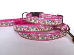 Halsband-Leinen-Set Froggies Pink