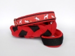 Agility-Zergelleine Terrierpower rot - Leinenteil aus hochwertigem Fleece (rot) und Gurtband (schwarz) geflochten - Halsung mit Borte Terrierpower rot versehen - Halsung und Handschlaufe mit rotem Airmesh unterfüttert