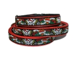Halsband-Leinen-Set Tattoo schwarz mit dreifach verstellbarer 2-Meter-Leine