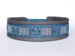 Zugstopphalsband Bollywood blau-silber - Breite incl. Lederunterfütterung ca. 4,2 cm