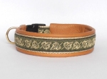 Halsband Goldene Herbstblätter - Breite ca. 2,7 cm incl. Lederunterfütterung