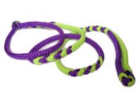 Teilgeflochtene Agilityleine aus PPM-Seil zum Überziehen (mit Stopper) - Gesamtlänge ca. 1,70 m - O-Ring und Stegring aus Edelstahl - Farbe: lila und pistazie